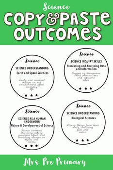 Preview of Pre Primary Quick Copy & Paste Science Outcomes
