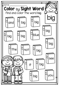 Pre-Primer Color by Sight Word Worksheets by My Teaching Pal | TpT