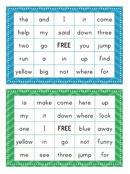 Pre-Primer Dolch Sight Word BINGO Card Printable: Includes 30 cards!