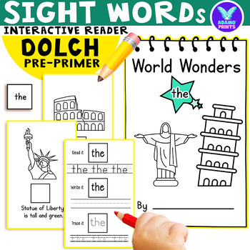 Preview of Pre-Primer Dolch Interactive Sight Word Reader THE: World Wonders