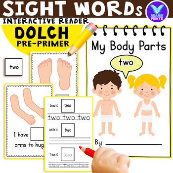 Preview of Pre-Primer Dolch Interactive Sight Word Reader TWO: My Body Parts