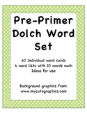 Pre-Primer Dolch Sight Word Cards