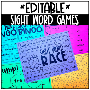 Preview of Editable Sight Word Games and Centers & Activities for Kindergarten & 1st Grade