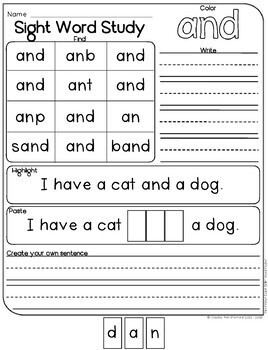 Sight Word Worksheets - Pre-Primer by Jessica Ann Stanford | TpT