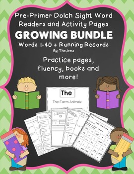 Preview of Sight Word Readers and Word Work GROWING BUNDLE Pre-Primer Dolch Words 1-40