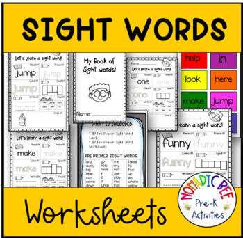 Preschool Sight Word Worksheets by Nomadic Bee | TpT