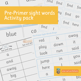 Pre-Primer Dolch Sight Words Activity Pack