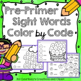 Pre-Primer Sight Words Coloring Worksheets
