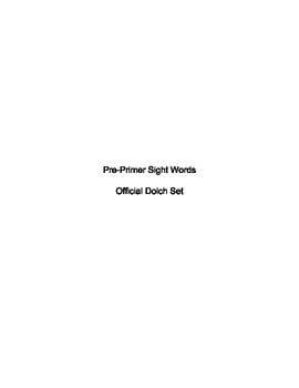 Preview of Pre-Primer Dolch Sight Words Worksheet