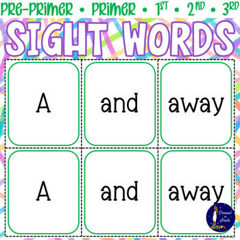 Preview of Pre-Primer, Primer, 1st, 2nd, 3rd grade Sight Words Flashcards