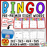 Pre Primer Editable Sight Word Games Bingo Cards 2x2, 3x3,