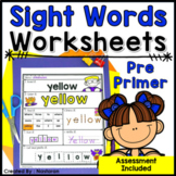 Pre Primer Sight Word High Frequency Words Worksheets Assessment