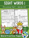 Pre-Primer Sight Word Practice 1