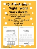 Pre-Primer Sight Word Worksheets