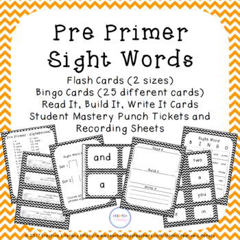 free printable pre primer sight words flash cards