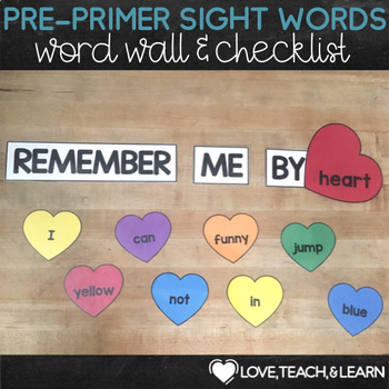Preview of Pre-Primer Sight Words - Heart Word Wall