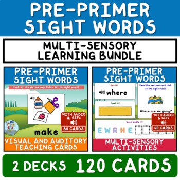 Preview of Pre Primer Sight Words Multi-sensory Learning Bundle Boom Cards