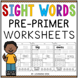Pre-Primer Sight Words Practice Worksheets Kindergarten Fi