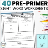 Pre-Primer Sight Words Practice for Kindergarten
