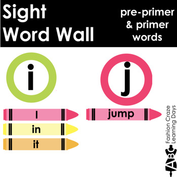 Preview of Pre Primer and Primer Word Wall Display