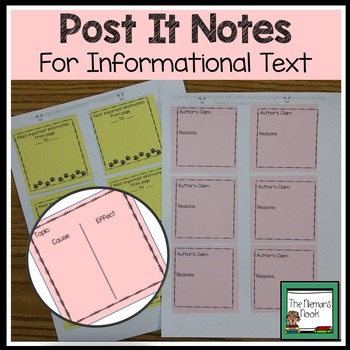 Preview of Sticky Note Templates for Reader Response- Informational Text