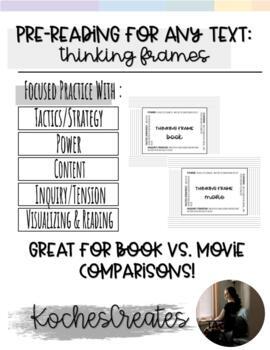Preview of Pre-Reading Activity for ANY Novel Study: Thinking Frames