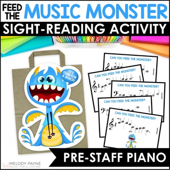 Preview of Pre-Reading Beginning Piano Game - Feed the Music Monster Sight-Reading