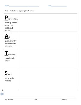Preview of Pre Reading Graphic Organizer