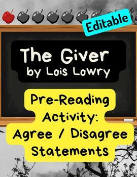 Preview of Pre Reading Launch for The Giver Debate Statements Justify Explain Reasoning ELA