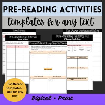 Preview of Pre-Reading Strategies and Activities for any text, story or novel