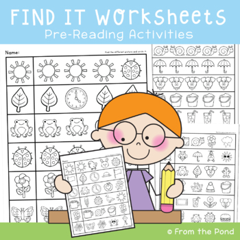 pre reading worksheets visual discrimination by from the pond tpt