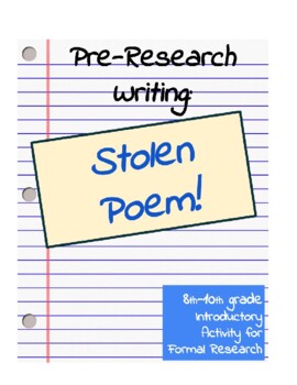 Preview of Pre-Research Writing Activity: Stolen Poem
