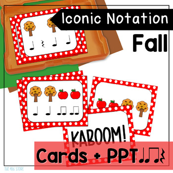 Preview of Fall Apple Tree Pre Rhythm Iconic Notation Music Cards