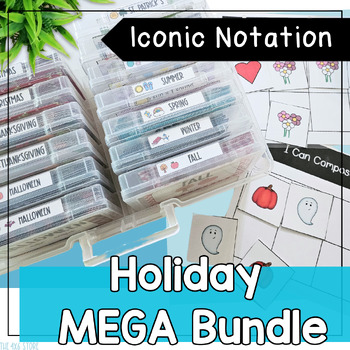 Preview of Pre Rhythm Iconic Notation Rhythm Cards + Composition Holiday Mega Bundle