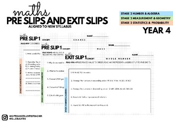 Preview of Pre Slips and Exit Slips Mathematics Year 4