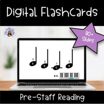 Preview of Pre-Staff Piano Digital Flashcards: 80+ Interactive Google Slides & Boom Cards