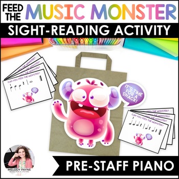Preview of Pre-Staff Piano Game Feed the Music Monster Printable Sight-Reading Ear Training