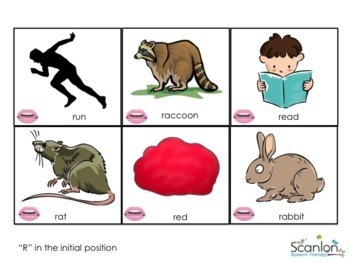 Pre-Vocalic/Initial R Sound Flashcards for Speech Therapy with VISUALS