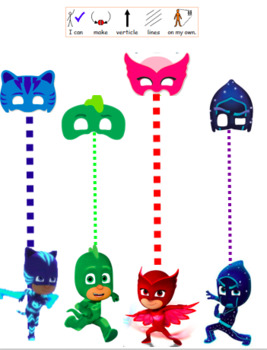 Preview of PJ Masks Pre Writing Activity Worksheets