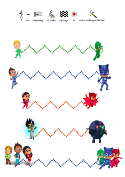 PJ Masks Pre Writing Activity Worksheets by Early Years and Special Ed