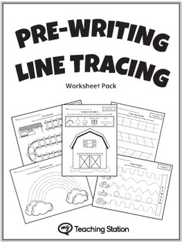 Preview of Pre-Writing Line Tracing Workbook in BW