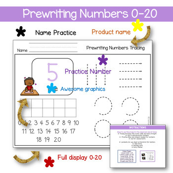 Valentines Pre-Writing Numbers 0-20 Tracing Practice | TpT