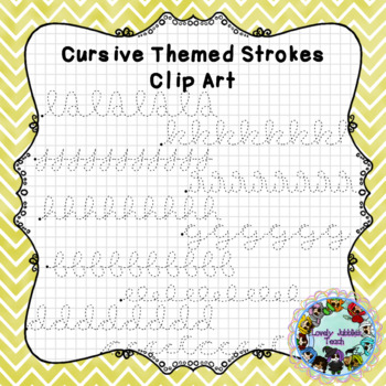 Preview of Pre-Writing Practice Clip Art: Cursive Themed Strokes