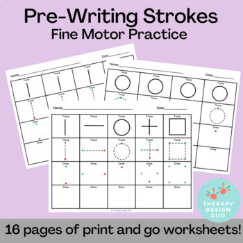 Preview of Pre-Writing Strokes Practice Worksheets (Pre-K, SPED, OT)