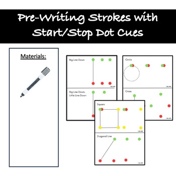 Preview of Pre-Writing Strokes with Start and Stop Dot Cues