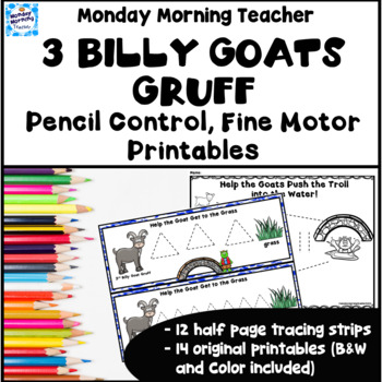 Preview of Pre-Writing Tracing Printables 3 Billy Goats Gruff Fine Motor Pencil Control
