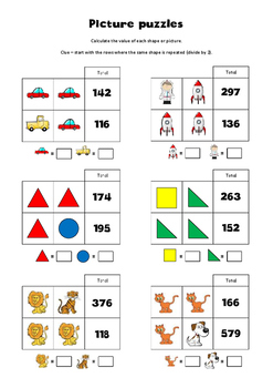 Pre-algebra picture puzzles 2 x 2 by Miss Griffiths' Shop | TpT