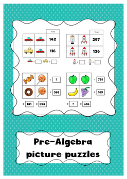 Preview of Pre-algebra picture puzzles 2 x 2