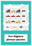 Pre-algebra picture puzzles 3 x 3