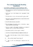 Pre-colonial Australia Reading Questions Worksheet